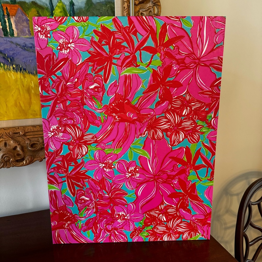 RARE Lilly Pulitzer Lagoon Blooms Large Hand Painted Canvas